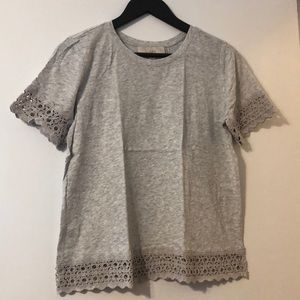 Ann Taylor Loft Gray Short-sleeved T-shirt